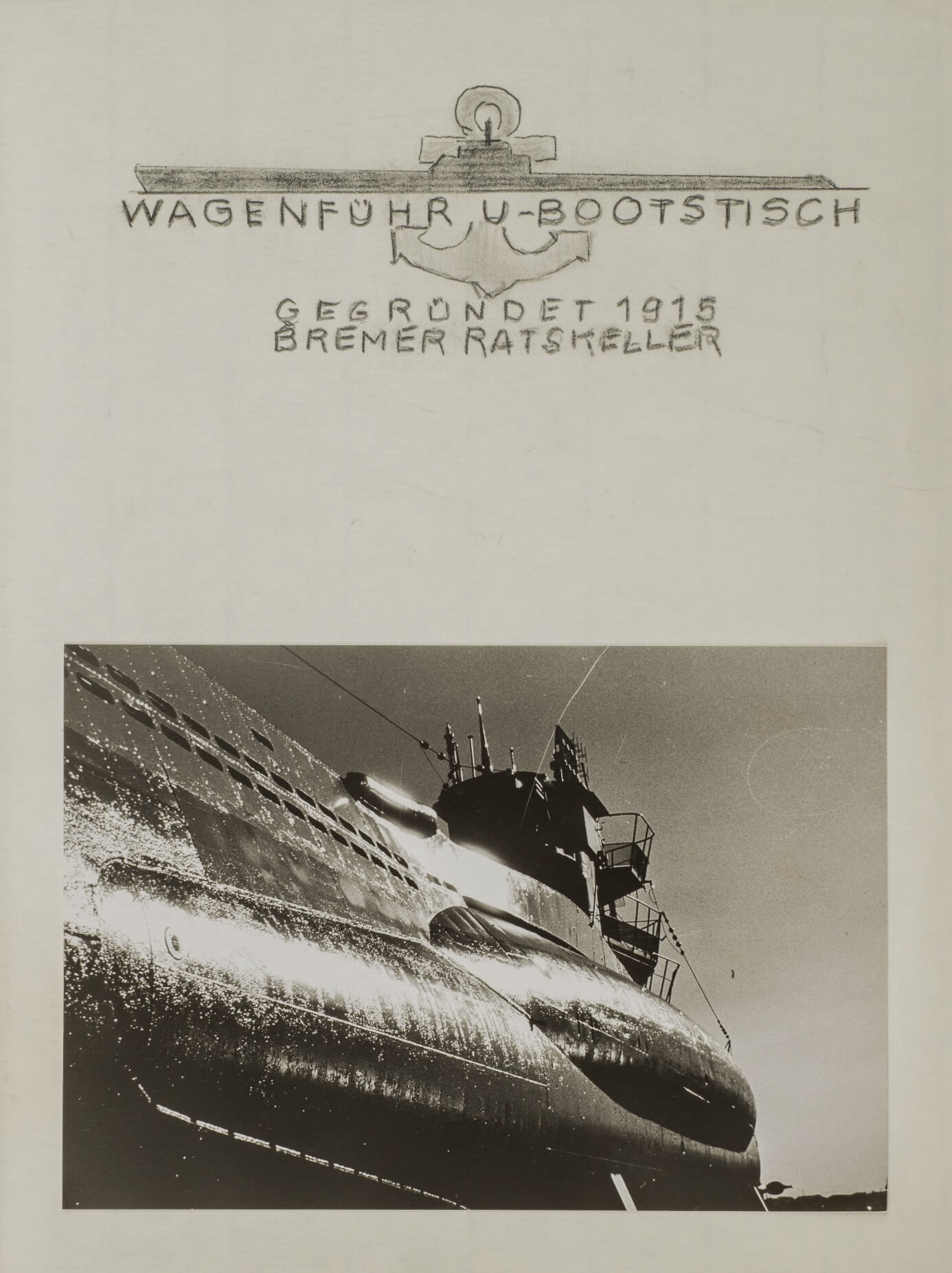 Erste Seite im Gästebuch von 1996. U-Boot im Dock.