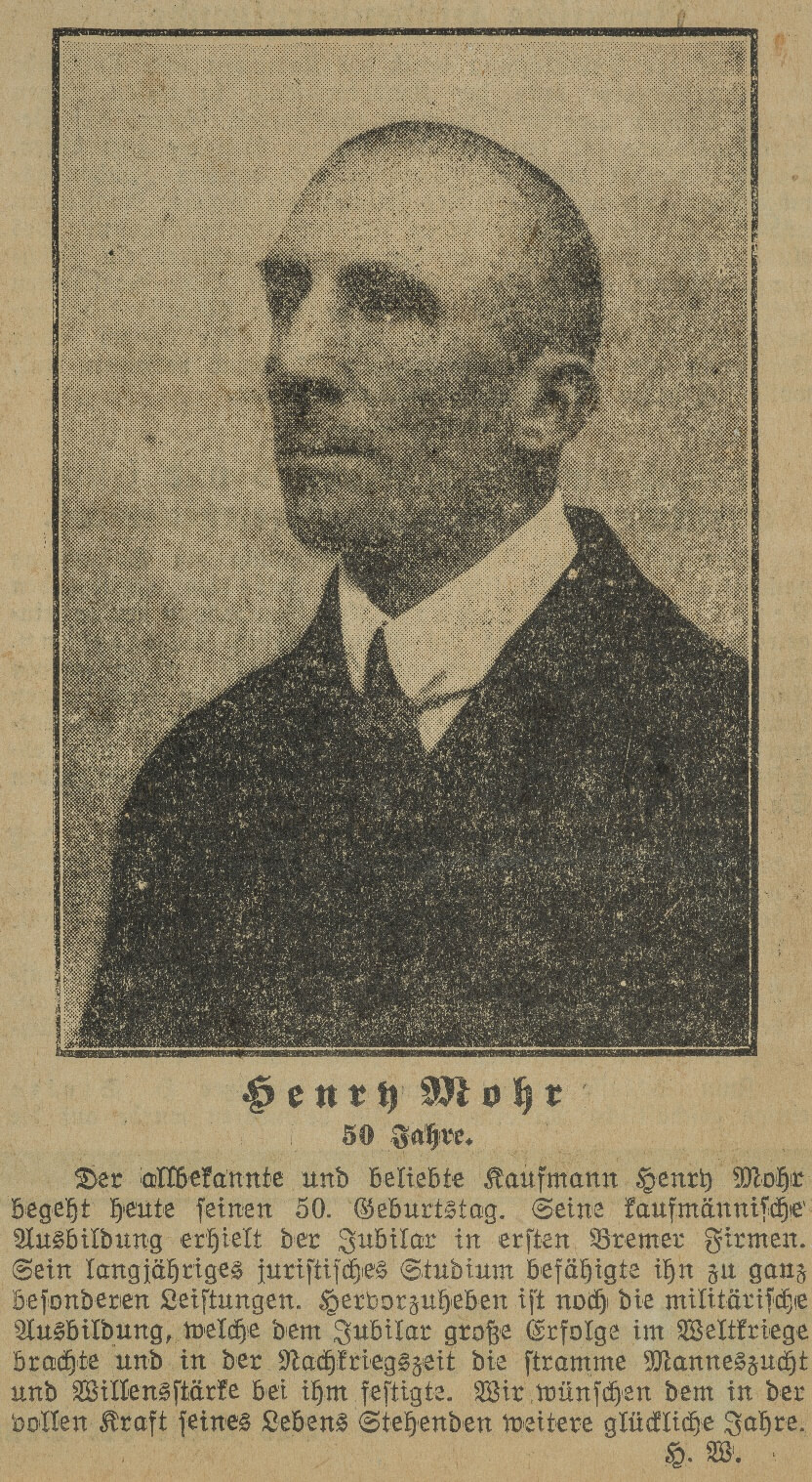 Henry Mohr war mehrfach Gast auf den Feiern. Es ist der einzige zusammenhängende Text aus Wagenführs Feder. 1928, ohne Quellenangabe – wahrscheinlich ein Zeitungsartikel.