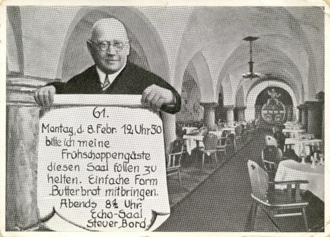 Die letzte Einladung zum Geburtstag im Ratskeller am 8. Februar 1932; Foto: Bildarchiv des Staatsarchivs Bremen